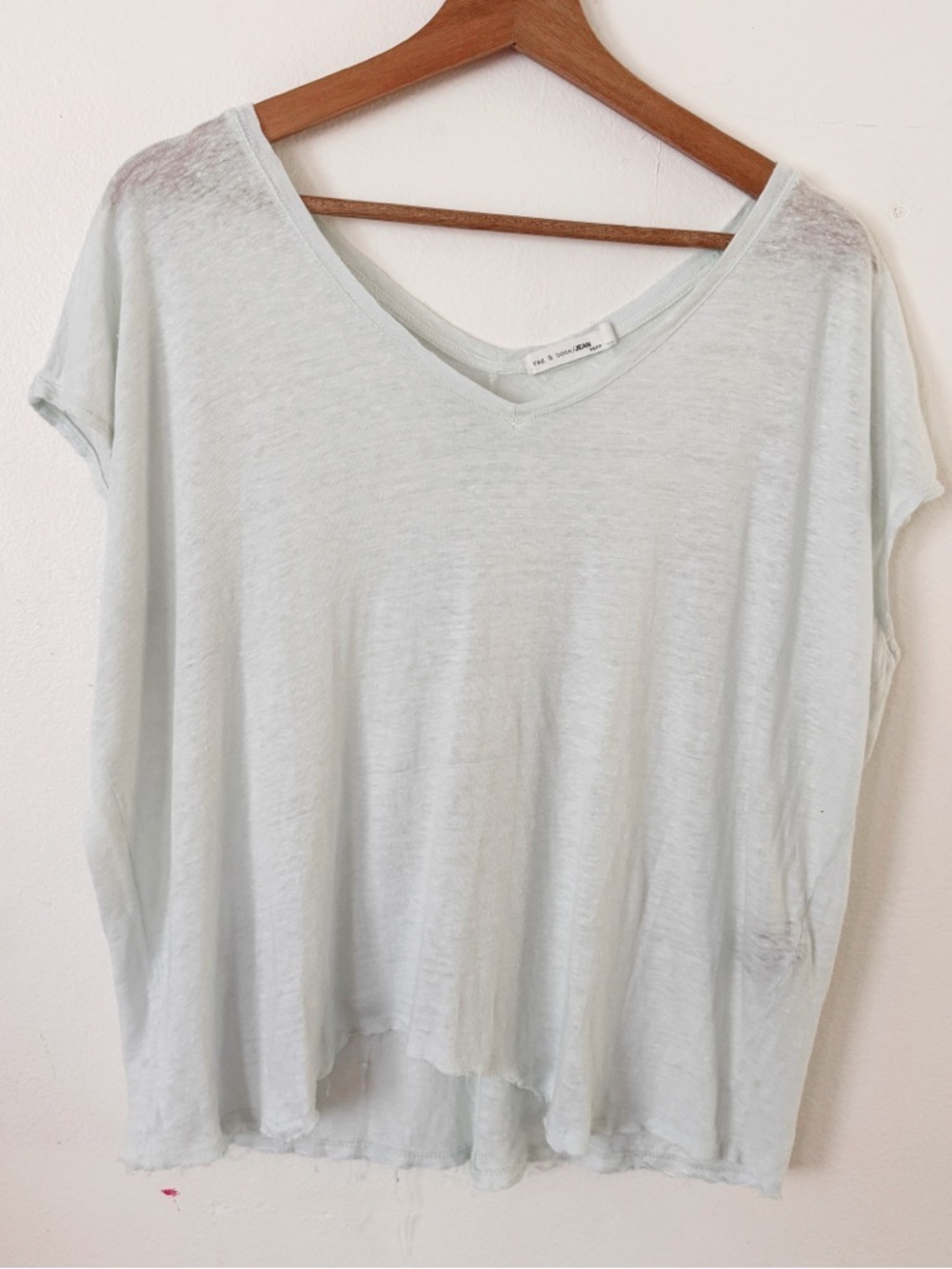 rag & bone Pale Blue V-Neck Short Sleeve Tee XS